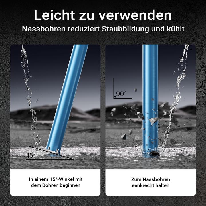 Produktbild Wiltec Diamantbohrkrone Shark Ø52mm Bohrkrone 450mm 1¼ UNC Diamantbohrer Beton (52 mm)