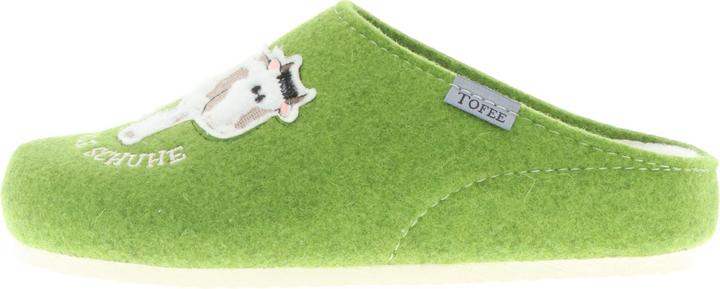 Produktbild Tofee Damen Hausschuhe Pantoffeln Pantoletten Slipper Naturwollfilz Kuh (Kuhle Schuhe) grün (40)