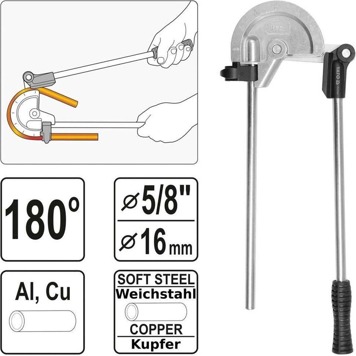 Produktbild Yato Profi Handrohrbieger für Rohere bis 16mm (460 mm)