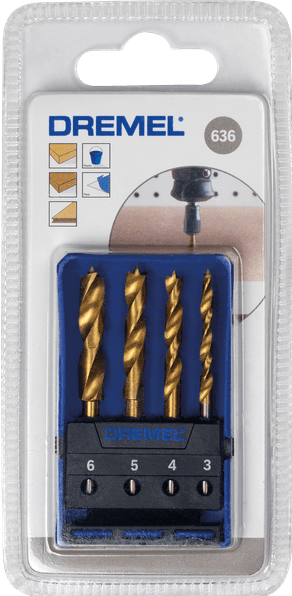 Immagine prodotto Dremel Set di punte per legno Ø 3.0 / 4.0 / 5.0 / 6.0 mm (4 pezzi) (3, 4, 5, 6 mm)