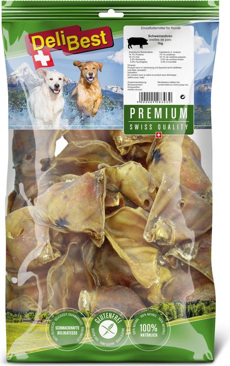 Produktbild DeliBest Schweineohren (Adult, 1 Stk., 1000 g)