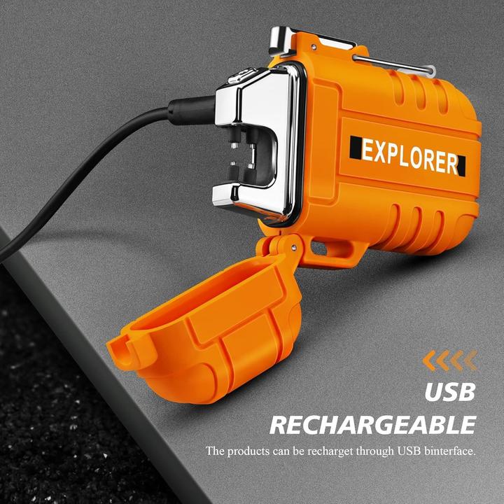 Immagine prodotto Swissdetector Accendino elettrico a doppio arco - ricaricabile via USB - impermeabile - Arancione