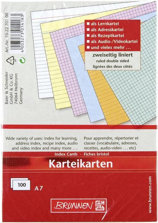 Actual product image Index cards A7 lined (A7, 180 g/m², 100 x)