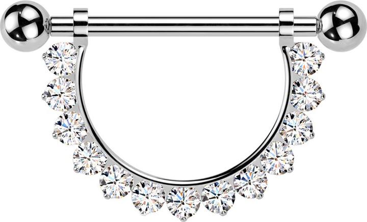 Immagine prodotto Star Piercing Barbell Innengewinde silber mit zwei Kugeln Anhänger Kristalle silber (senza ottone, Titanio)