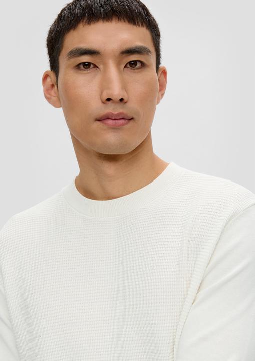 Produktbild s.Oliver Strickpullover Strickpullover mit Waffelpiqué-Muster (XXL)