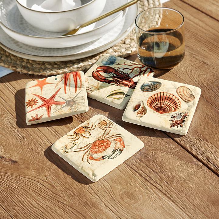 Actual product image Loberon Untersetzer 4er Set Celorin bunt (4x, Glass coaster)