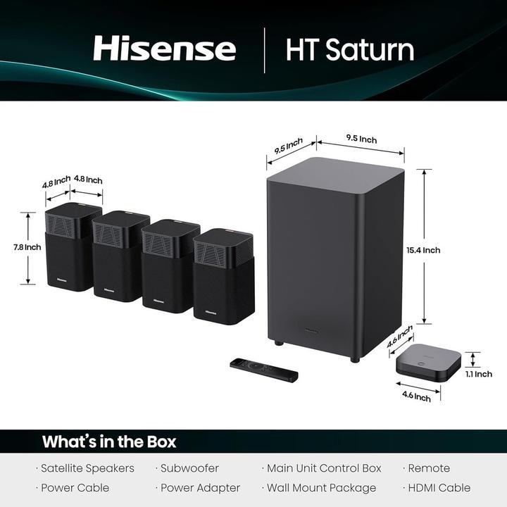 Productafbeelding Hisense Sound-System HT-Saturn 4.1.2CH, 720W, Dolby Atmos (720 W)