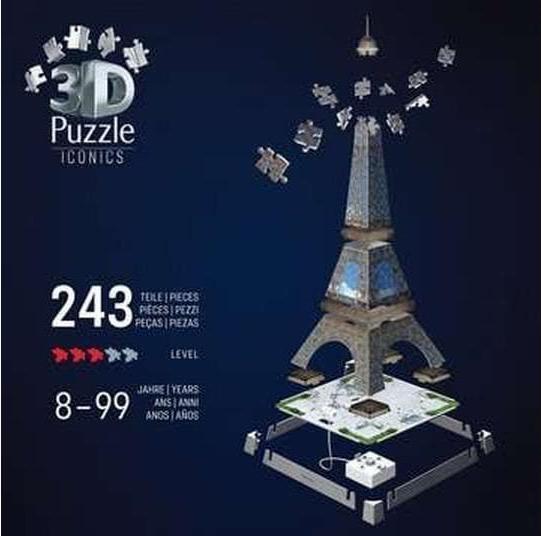 Image du produit Ravensburger 3D Puzzle 216 Teile - Iconics: Eiffelturm - mit Licht (216 pièces)