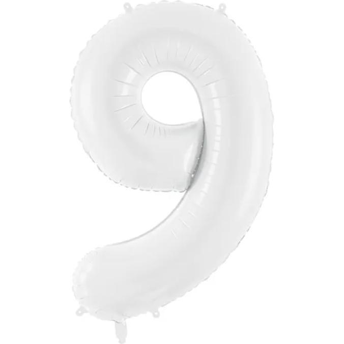 Partydeco Ballon alu Chiffre "9" Blanc (1 x) (FB130-9-008)