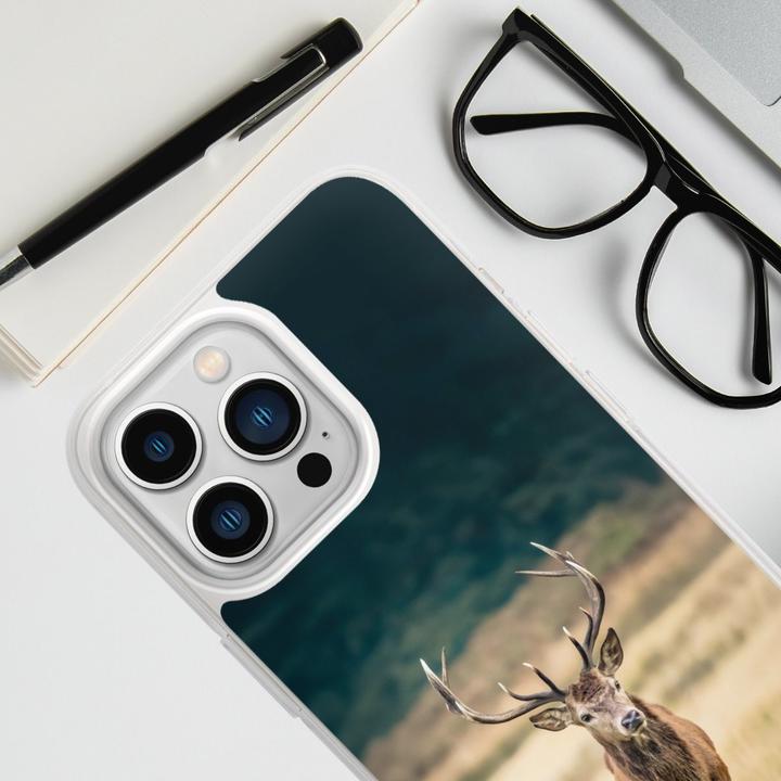 Produktbild DeinDesign Silikon Hülle für Apple iPhone 13 Pro Handyhülle Case Smartphone Schutzhülle Hirsch Wald Wiese (Apple iPhone 13 Pro)