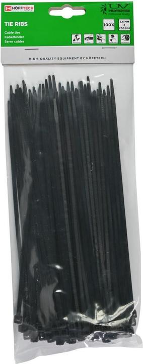 Image du produit Benson Serre cables 3,6 x 200 mm 100 pcs noir (Serre-câbles en plastique, 200 mm, 100 pcs)