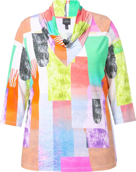 Immagine prodotto Ulla Popken Maglia in tessuto fluente con stampa, scollo a goccia e maniche a 3/4 (50, 52)