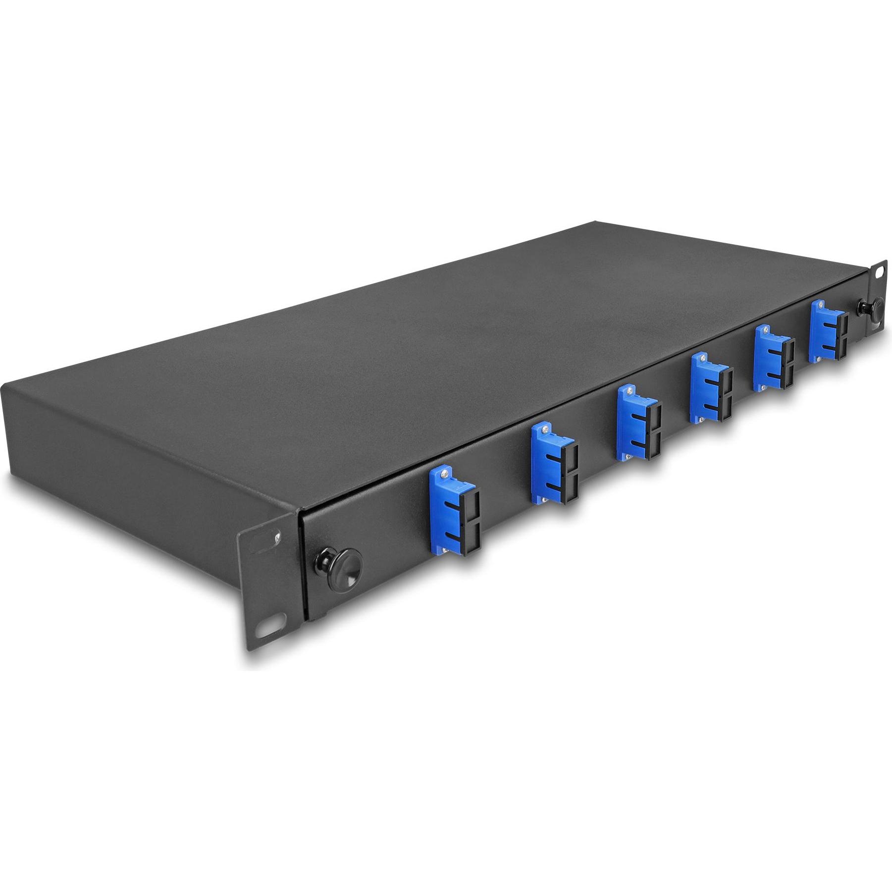 Delock 19? LWL Spleissbox 6 x SC Duplex OS2 1HE spleissfertig komplett bestückt, Server Zubehör, Schwarz