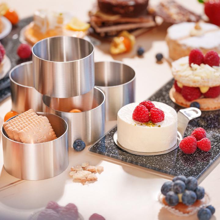 Actual product image Stoneline Dessert rings and food rings set, 8 pieces, stainless steel, 6 rings, 1 lifter, 1 punch, round