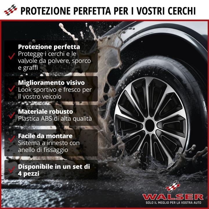 Immagine prodotto Walser Copricerchi Aero Bicolour da 15 pollici, set di 4 nero/argento (4 pz., 15")