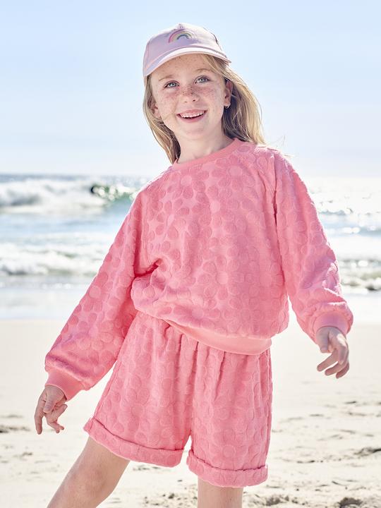 Actual product image Vertbaudet Mädchen-Set mit Frottee-Blumen: Sweatshirt & Shorts (104)