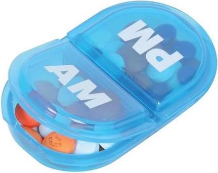 Acu-Life Daily AM/PM Travel Pill Organizer Vitamin Case Medicine Container Portable Round Pill Box Pocket Pha