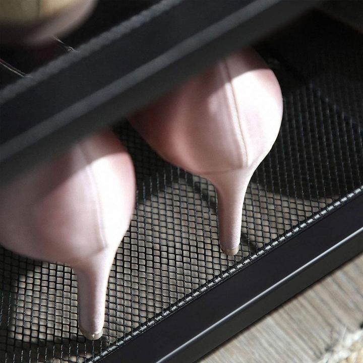 Actual product image Songmics Schuhregal 3 Gitter-Ablagen Metall Industrie Design Vintagebraun Schwarz (100 x 30 x 72 cm)