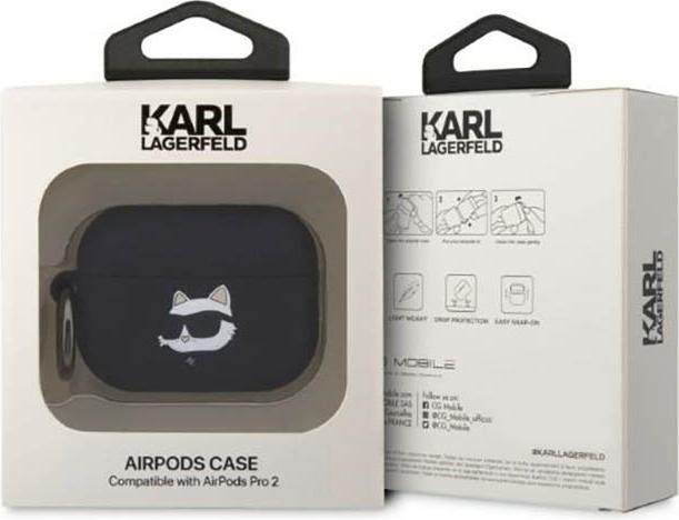 Actual product image Karl Lagerfeld Airpods Pro 2 Logo NFT Choupette Head Silicone Case (Headphone bag)