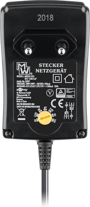 Produktbild Goobay 3 V - 12 V Universal-Netzteil 1.5A