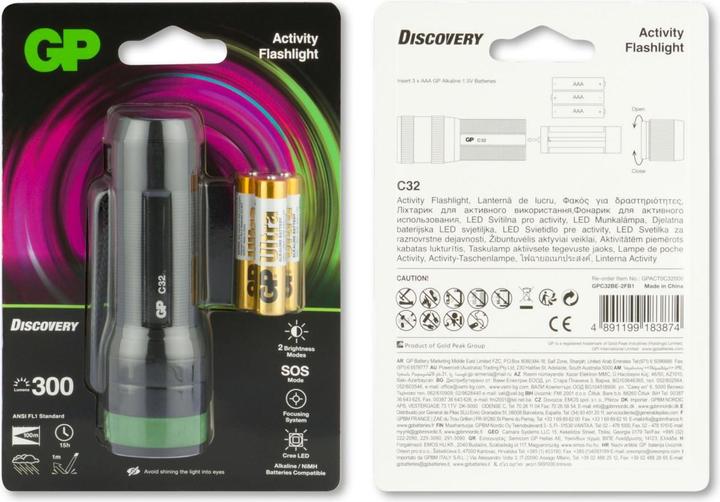 Actual product image GP Batteries Torch C32 incl. 3x AAA batteries (300 lm)