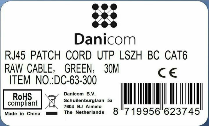 Produktbild Dsit CAT6 Netzwerkkabel, U/UTP, 30 meter, Grün, 100% Kupfer (CAT6, 30 m)