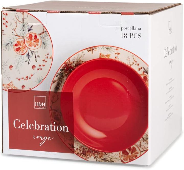 Image du produit Lilie H&H Servizio Tavola Natalizio 18 Pezzi Celebration Rosso (18 pcs)