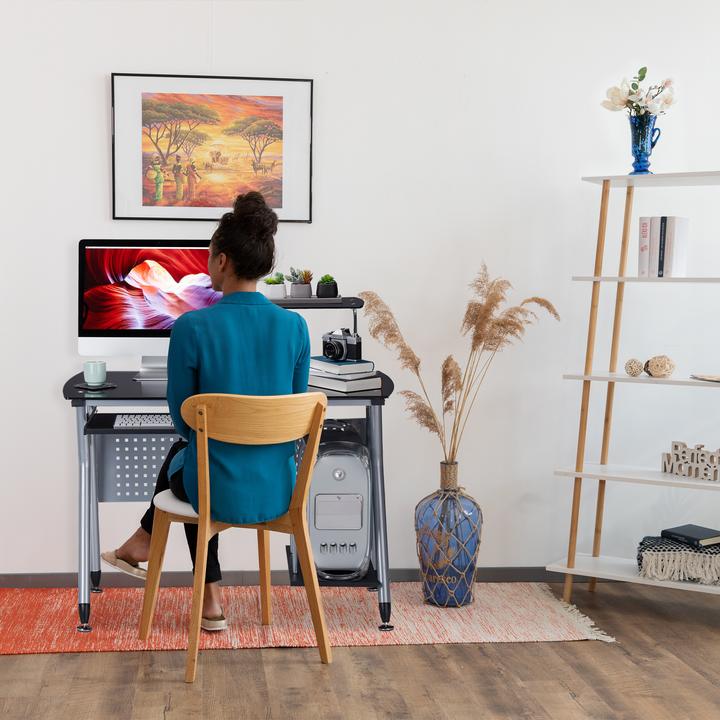 Image du produit Relaxdays Table d'ordinateur avec plaque en verre (105 x 55 x 98 cm)