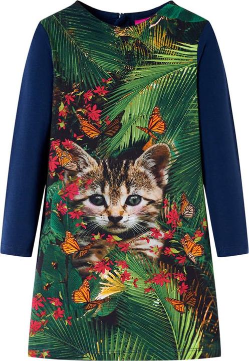 Produktbild VidaXL Kinderkleid mit Langen Ärmeln Marineblau 128,Material der (128)