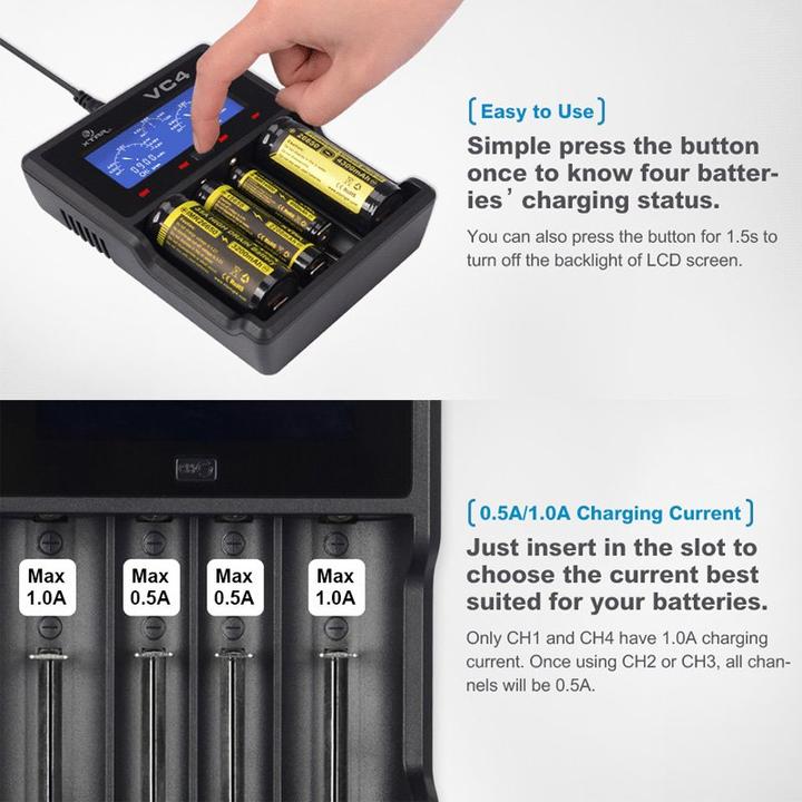 Actual product image AccuCell Panasonic 18650 Li-ion battery and 4X Li-ion fast charger (1 pcs., 18650, 3400 mAh, Battery + charger)
