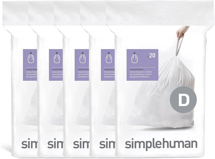 Produktbild Simplehuman 100er Pack Müllbeutel mit Kordelzuggriffe (100x, 20 l)