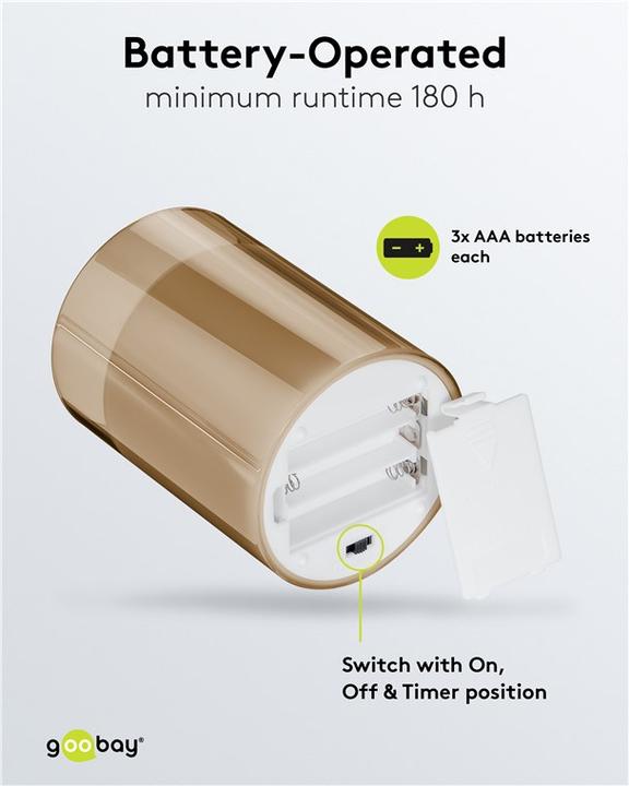 Actual product image Goobay 3er-Set LED-Echtwachs-Kerzen im Glas, gold-transparent (3 x)