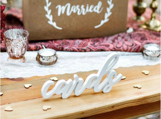 Produktbild Partydeco Partyaccessoire Holzschrift Cards 20 x 10 cm, Weiss