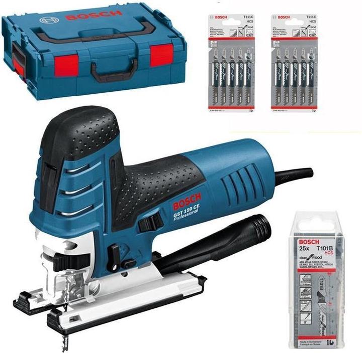 Bosch Professional GST 150 CE + Sägeblatt-Set inkl. L-Boxx