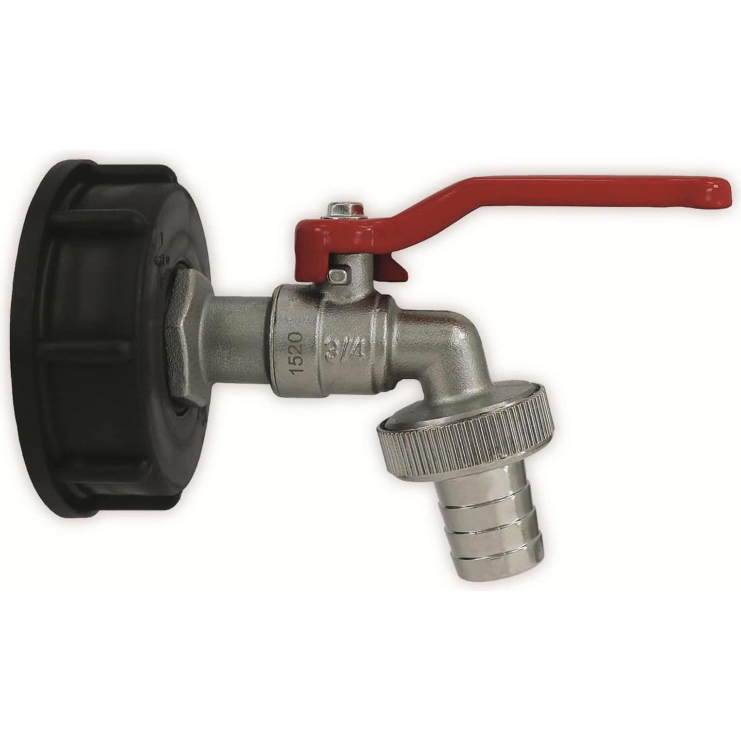 Thumbnail - Puteus, Schlauchanschluss + Schlauchverbinder, IBC Adapter 92175, 3/4", mit abschliessbarem Auslaufventil (101.60 mm)