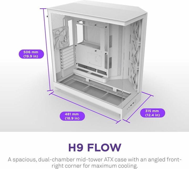 Actual product image NZXT H9 Flow (2025) (ATX, E-ATX, mATX, Mini-ITX)