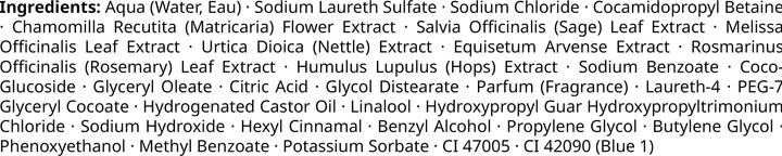 Nährwerte und Zutaten Schwarzkopf Shampoo 7 Kräuter 400ml (400 ml, Flüssiges Shampoo)