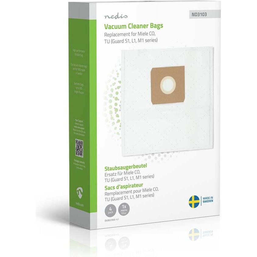 Nedis Staubsaugerbeutel 4 Stück Synthetik Meist verkauft für: Miele CO / Miele Guard S1 / L1 /, Sacchetti per aspirapolvere