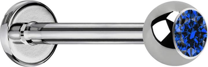 Image du produit Star Piercing Micro Labret argenté avec boule et cristal bleu foncé (Titane, sans laiton)