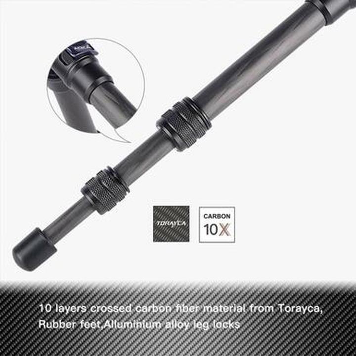 Actual product image Aoka Lightweight Compact Carbon Fiber Tripod with 360-Degree Ball Head (Carbon)