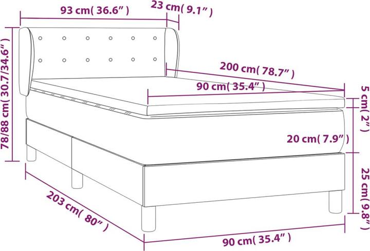 Actual product image vidaXL Boxspringbett (90 x 200 cm)