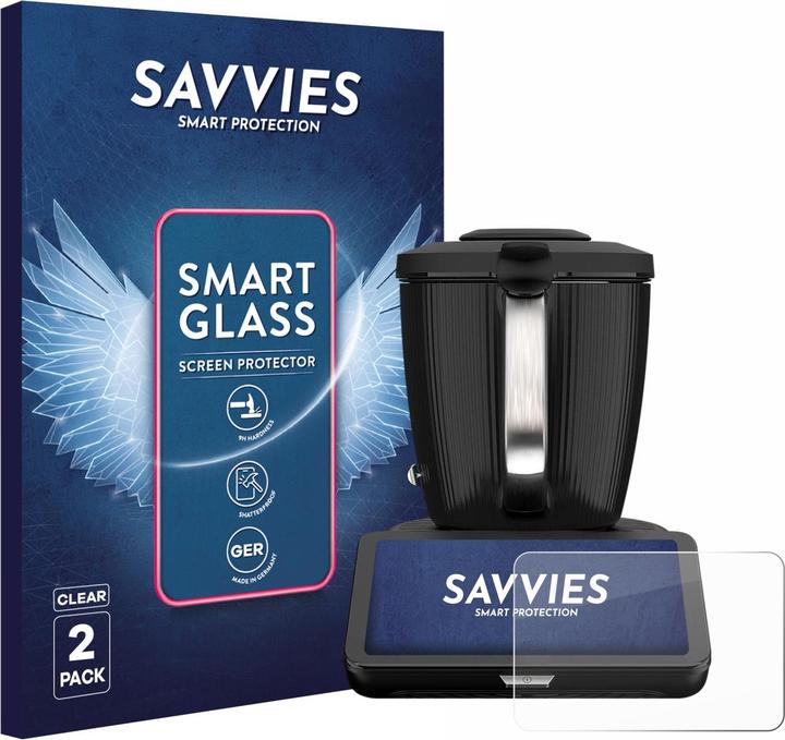 Savvies Panzer Schutzglas für Vorwerk Thermomix TM7 Schutzfolie Displayschutz Display Schutz Glas Folie