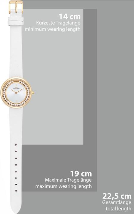 Immagine prodotto Orologio al quarzo da donna perla in vera pelle bianca - 32214 (Orologio da polso analogico, 32 mm)