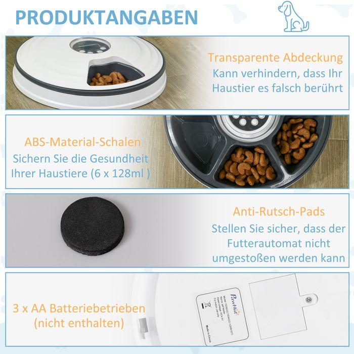 Immagine prodotto Swisshandel24 Mangiatoia automatica a 6 scomparti per cani gatti distributore automatico di cibo programmabile a (0.13 l)