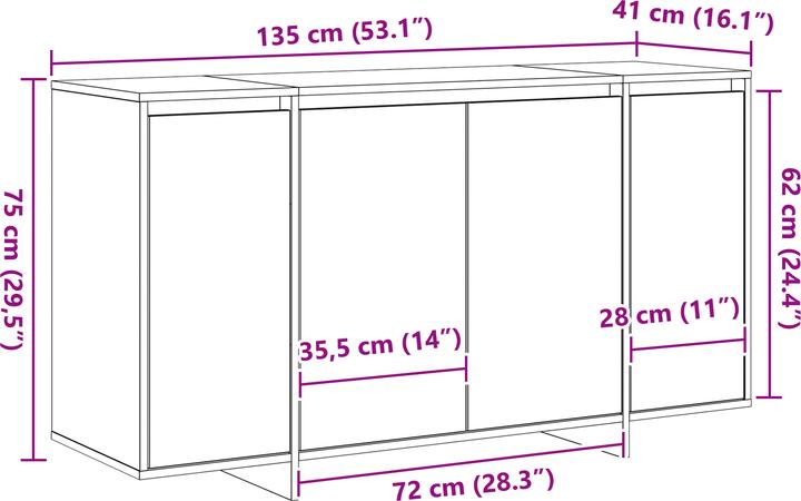 Image du produit vidaXL Sideboard (135 x 41 x 75 cm)