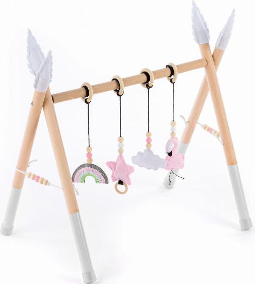 Image du produit Nelaroom Gym bébé en bois - Rainbow Flamingo