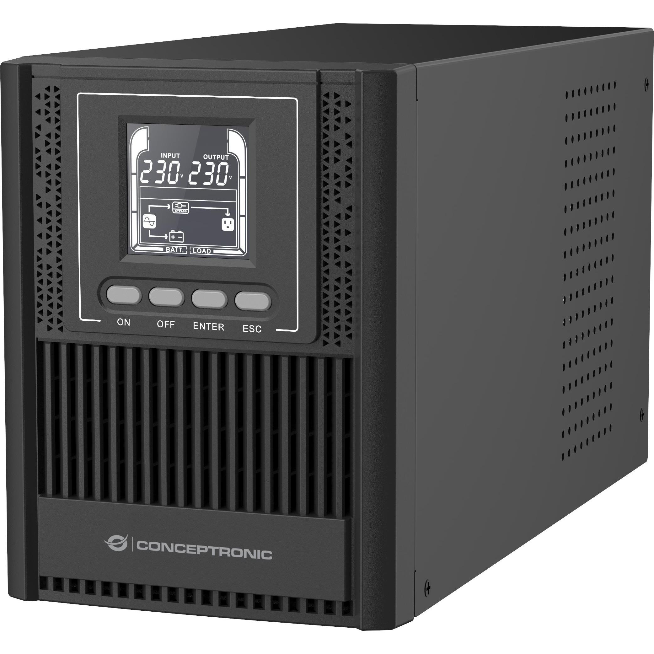 Conceptronic ZEUS USV 1000VA Online UPS,IEC EPO Port (1000 VA, 900 W, Online-Doppelwandler USV), USV