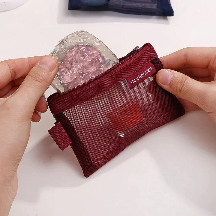 Actual product image Only-Bags.Store 2 Pcs Mini Mesh Storage Bags Multi-colour Portable Pencil Case Holder Coin Cosmetic Jewellery Travel