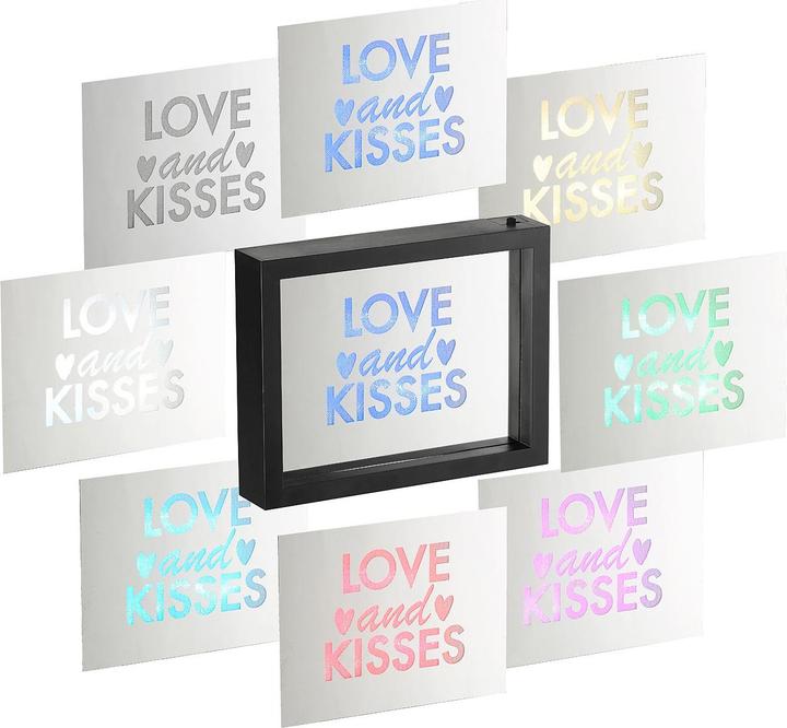 Produktbild Infactory Deko-Spiegel mit Glitzerschrift "Love and Kisses" (23 x 18 x 4 cm)