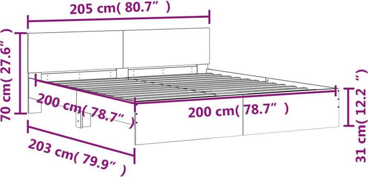 Produktbild vidaXL Bettgestell (200 x 200 cm)